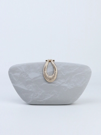 Женская сумка-клатч, вечерняя, на цепочке, через плечо — TAHSIIN-SUMKA2-СЕРЫЙ