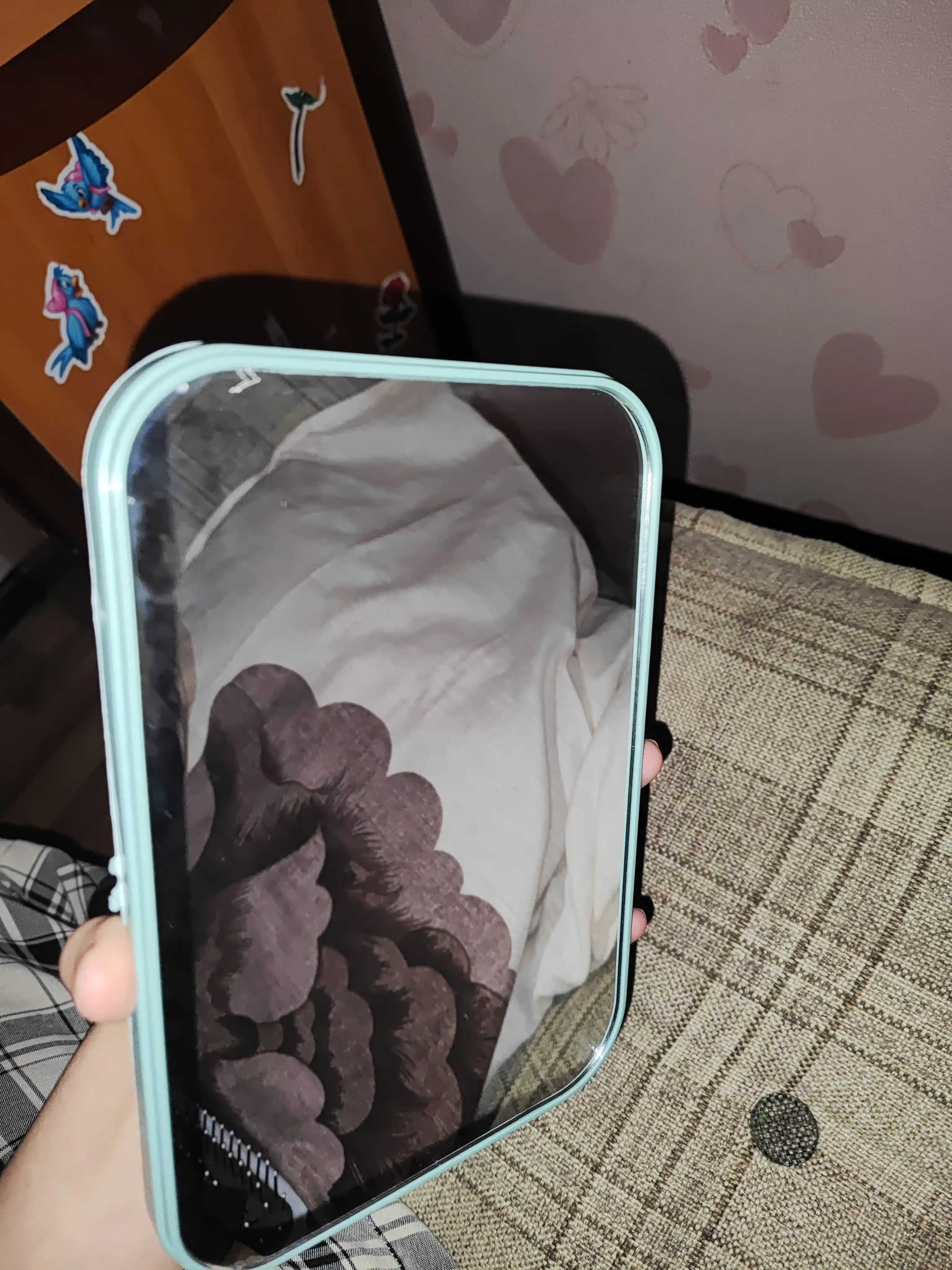 Зеркало для макияжа, классическое, круглое, складное