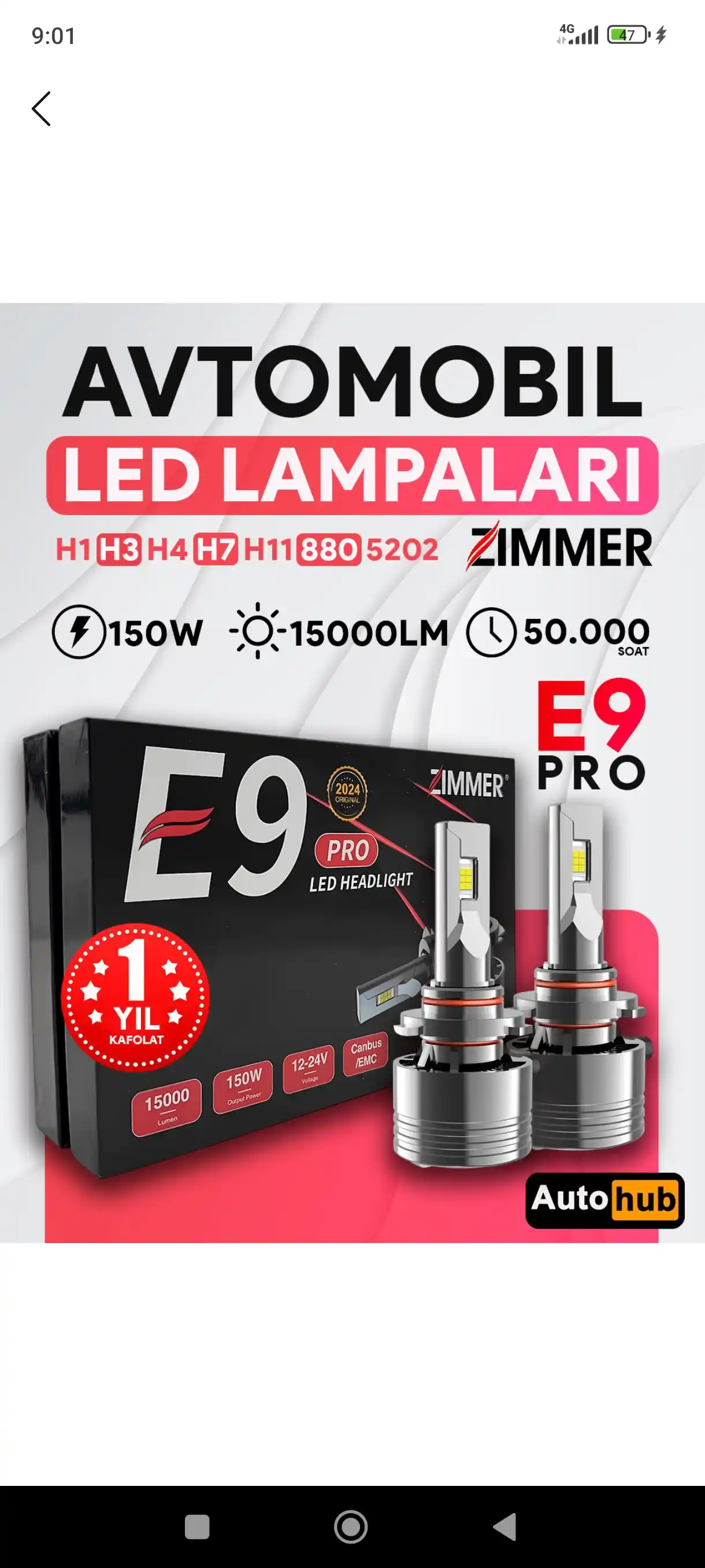 Zimmer LED lampalar E8 PRO va E9 PRO, uzoq va past nur, faralar, tumanga qarshi faralar