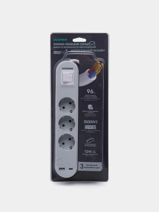 Электрический удлинитель, пилот UCOMEN, 2 USB порта