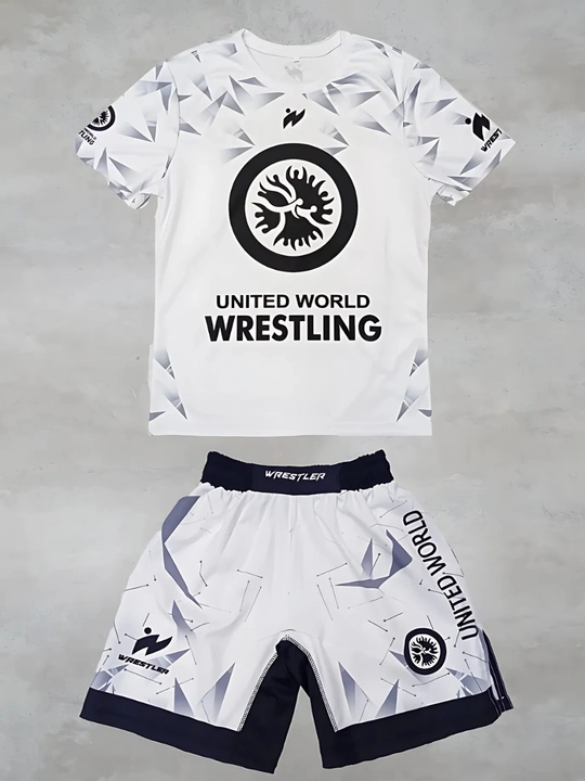 Wrestling United World Sports шорты и футболка, 2 в 1, рестлинг униформа ММА униформа - 