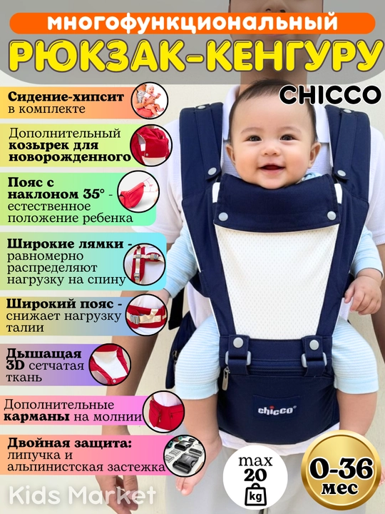 Kenguru sumkasi, ona uchun ryukzak, xipsit sumka, bolalar uchun ko‘tarib yuriladigan sumka - 