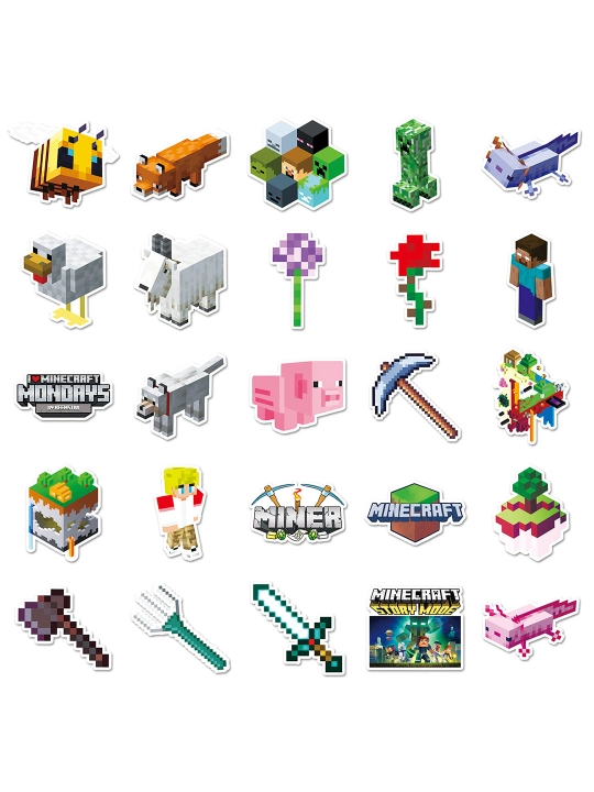 Nakleykalar "Cyberpunk, IT, xakerlar, o'yinlar, Minecraft" telefon, kompyuterlar uchun