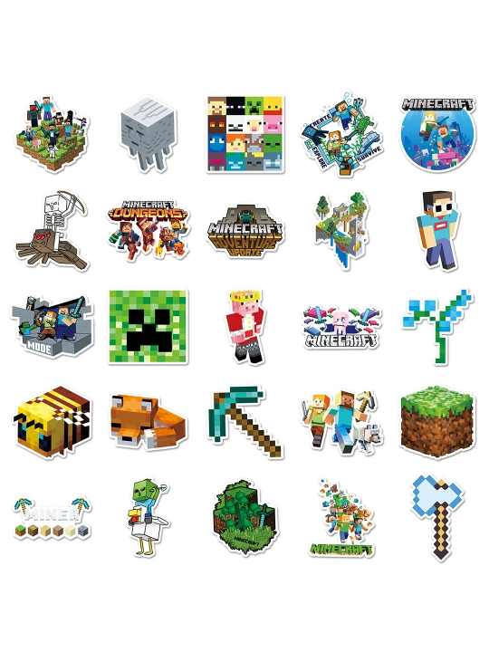 Nakleykalar "Cyberpunk, IT, xakerlar, o'yinlar, Minecraft" telefon, kompyuterlar uchun
