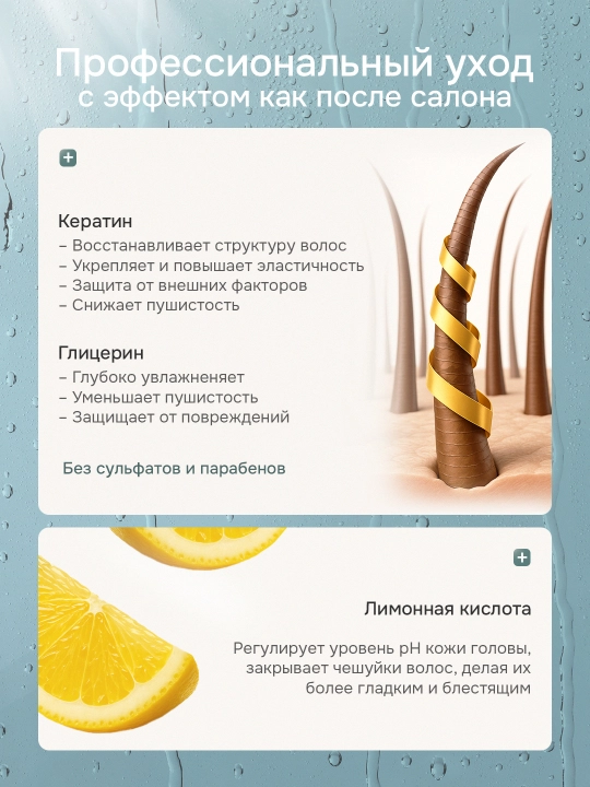 Sochni mustahkamlaydigan va namlovchi konditsioner Keratine Queen Profession, 3 litr