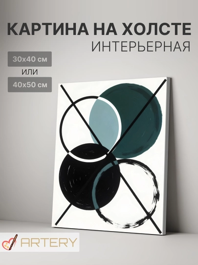 Картина интерьерная на стену ARTERY "Абстракция", печать на холсте, постер на подрамнике — ARTERY-PSABC07-АМЕТИС-40x50