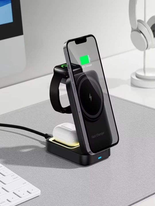 Simsiz telefon zaryadlovchi Stand 15W, tez zaryadlash katlama ko'chma 