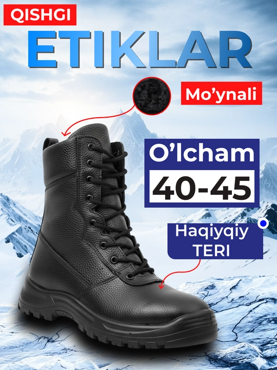 XARBIYLAR, Erkaklar uchun mexlik harbiy etik, qishga mos mexli, chidamli va qulay batinka - 