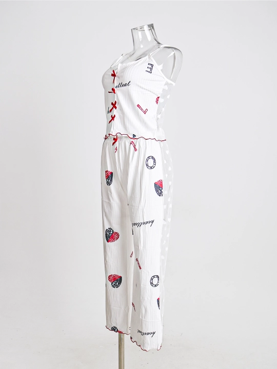 Ayollar uchun pijama, bantiklar bilan, uyqu uchun to‘plam