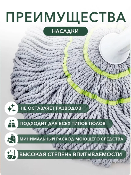 Швабра для мытья полов с насадкой из микрофибры