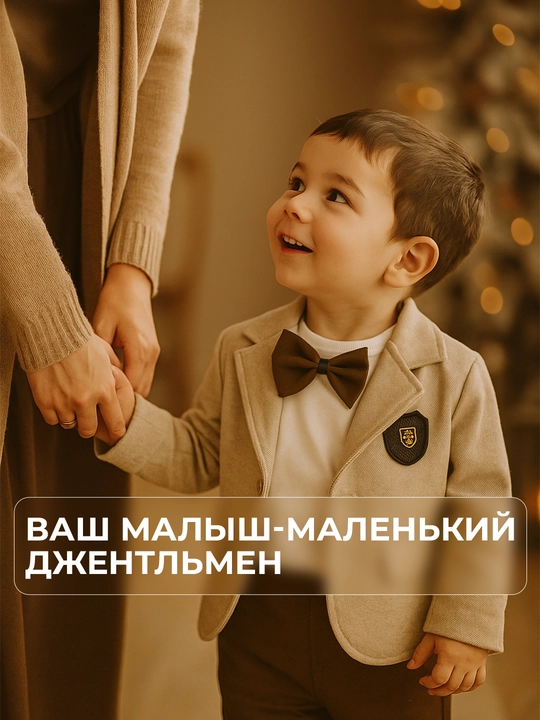 Костюм для мальчиков, 3 в 1: шерстяной пиджак, джинсы и хлопковый лонгслив