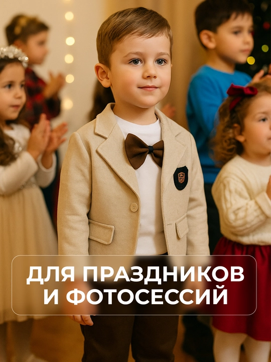Костюм для мальчиков, 3 в 1: шерстяной пиджак, джинсы и хлопковый лонгслив