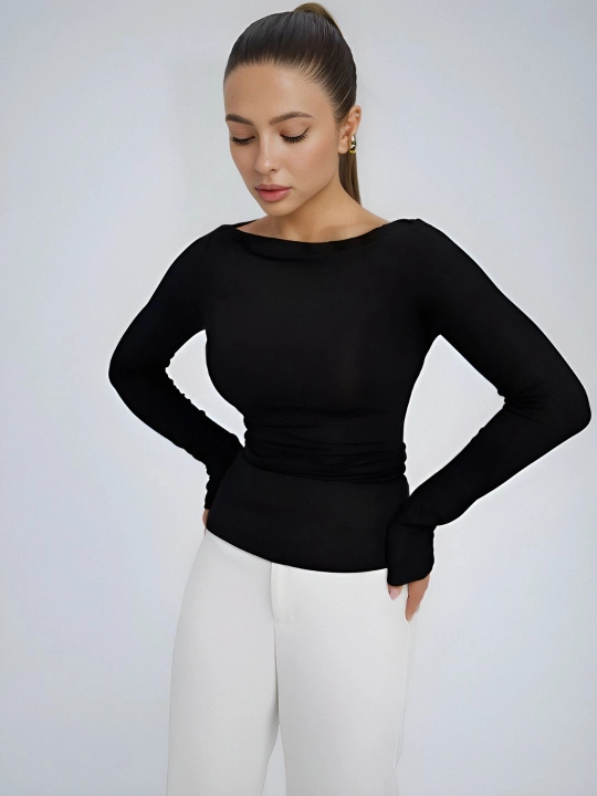 Krop top kofta, longsliv, uzun yengli, ayollar uchun, 95% xb