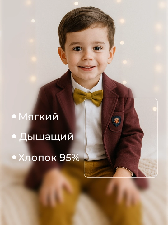 Костюм для мальчиков, 3 в 1: шерстяной пиджак, джинсы и хлопковый лонгслив