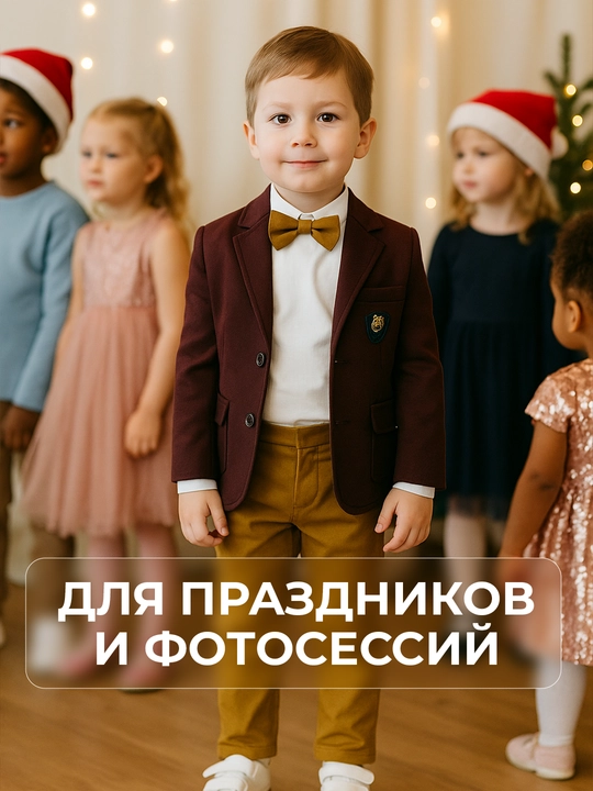 Костюм для мальчиков, 3 в 1: шерстяной пиджак, джинсы и хлопковый лонгслив
