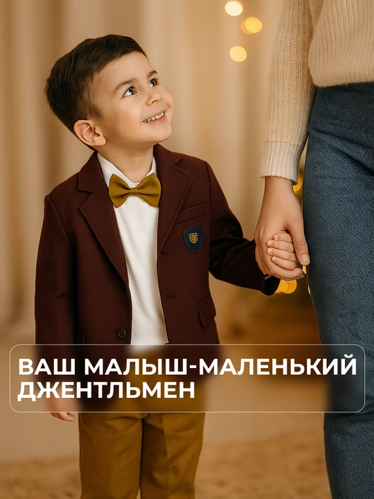 Костюм для мальчиков, 3 в 1: шерстяной пиджак, джинсы и хлопковый лонгслив
