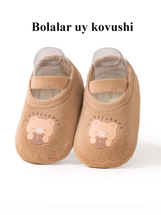 Bolalar uy kovushi, yumshoq issiq tapochka, sirpanmaydigan taglik, bog‘ichli - 