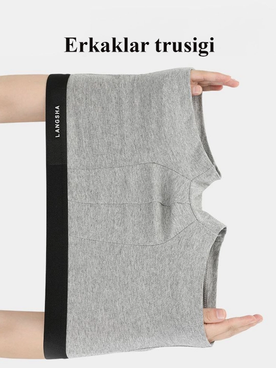 Erkaklar trusigi, paxtali bokserlar, yumshoq va qulay ichki kiyim, elastik belbog‘li,