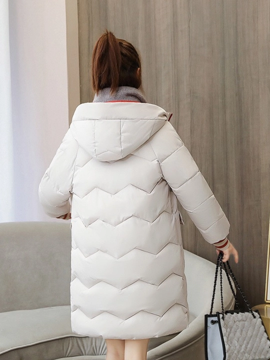 Kurtka ayollar uchun, oversize, qalin kapishoni bilan still koreyskiy kuz va qish uchun