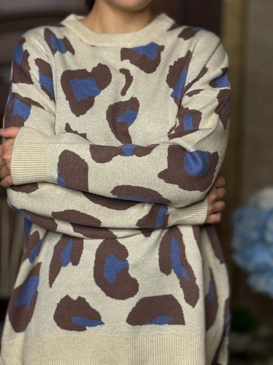 Ayollar uchun leopard printli oversize sviter – zamonaviy keng jemper