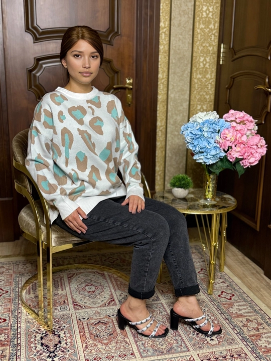 Ayollar uchun leopard printli oversize sviter – zamonaviy keng jemper