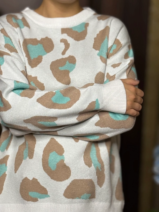 Ayollar uchun leopard printli oversize sviter – zamonaviy keng jemper