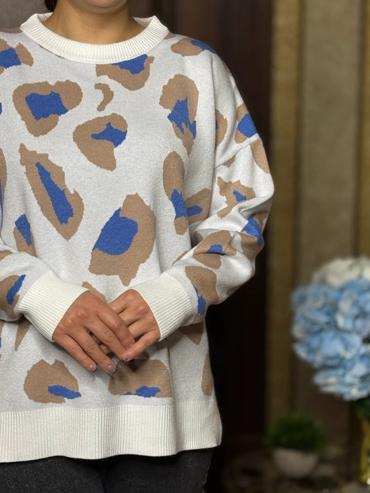 Ayollar uchun leopard printli oversize sviter – zamonaviy keng jemper