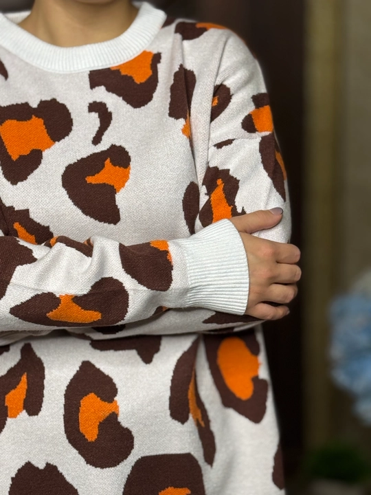 Ayollar uchun leopard printli oversize sviter – zamonaviy keng jemper