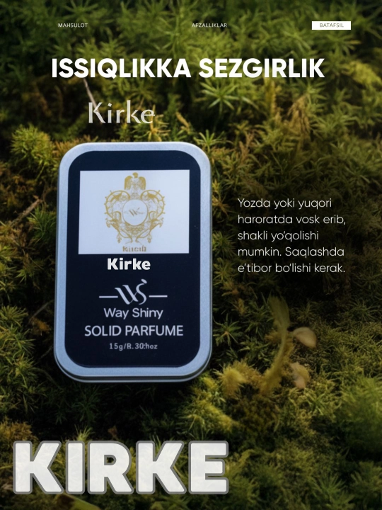 Kirke, erkaklar va ayollar uchun, quruq atirlar, 15 ml