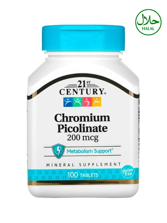 Хром Пиколинат, 21st Century Chromium Picolinate 200 мкг, для похудения, инобаланс 100 таб