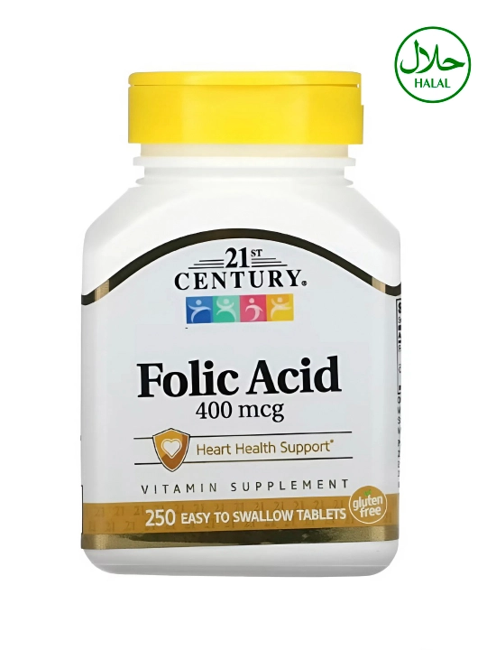 Foliy kislotasi 400 mkg, 21st Century Folica Acid, 250 ta tab, Halol