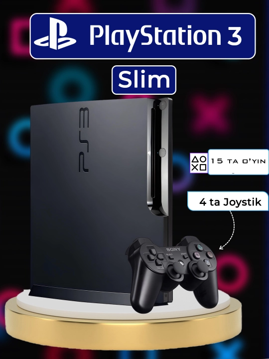 Игровая консоль Sony PlayStation 3 Slim, с играми и 4 джойстиком - 