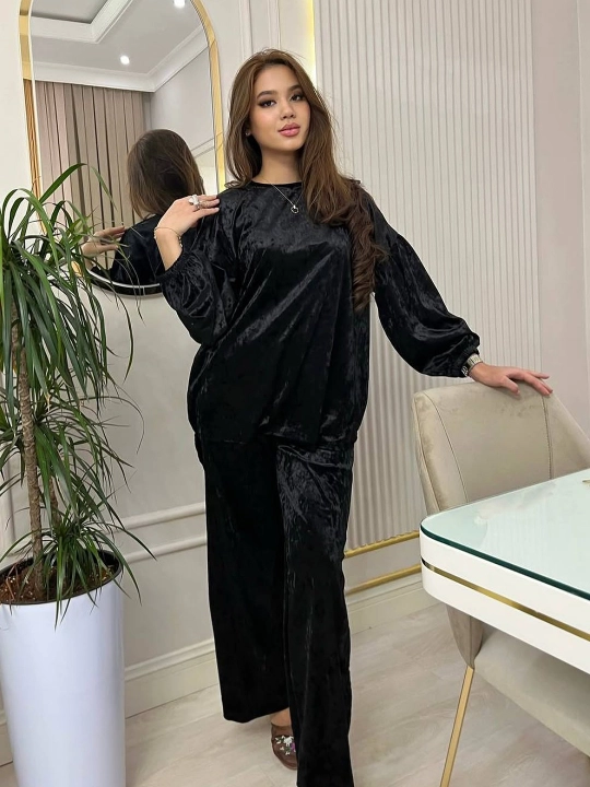 Домашний костюм, велюровый, с брюками Sarah, S