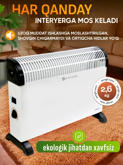 Elektr isitkich konvektor, pechka uy uchun 2500W, 3 xil isitish rejimi