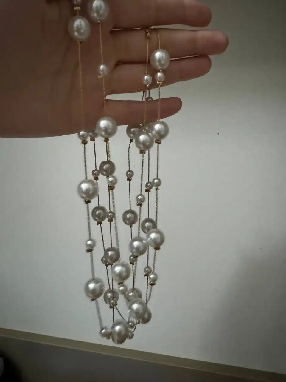 Цепочка на шею с жемчугом, для женщин и девушек, длинная