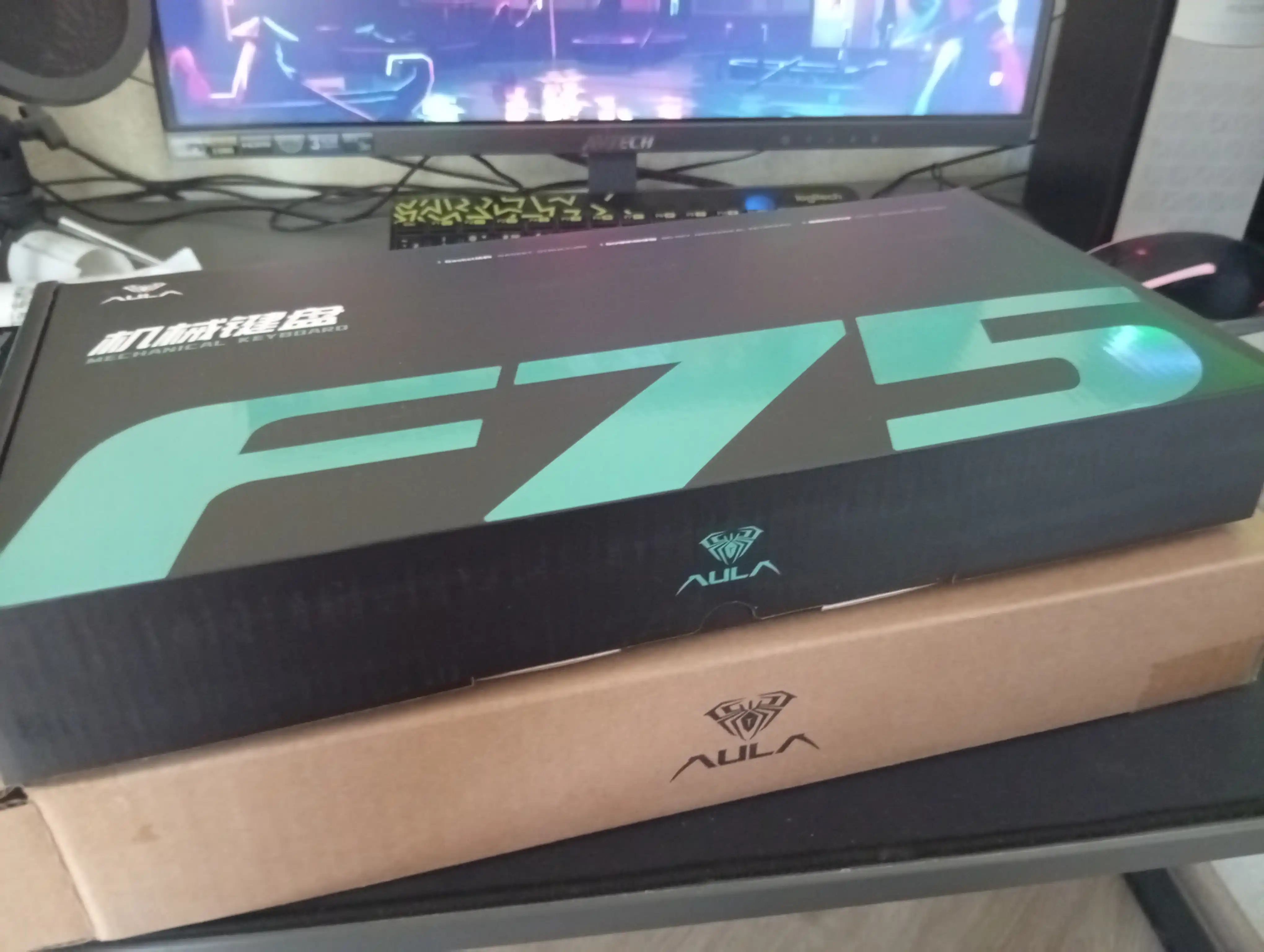 Aula F75 Simsiz + Bluetooth HotSwap, mexanik, o‘yin klaviaturasi, RGB, qora
