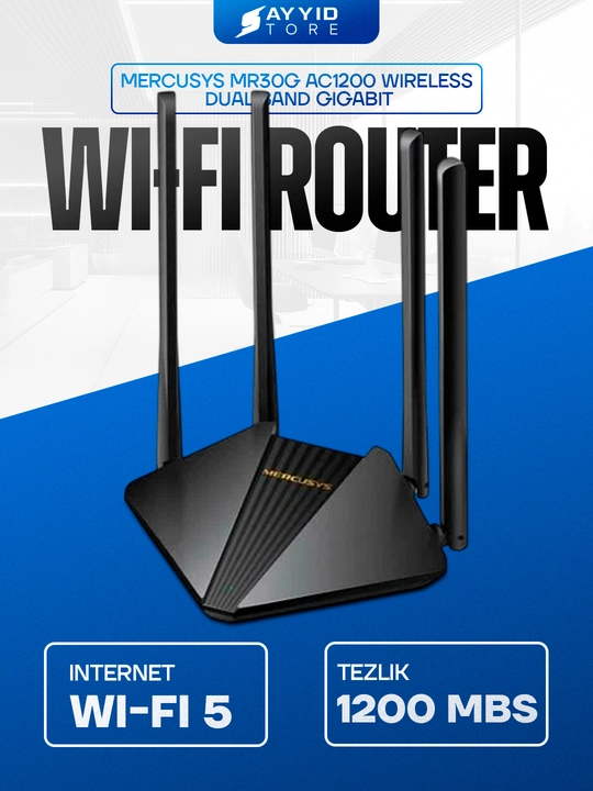 Роутер Mercusys MR30G AC1200 — двухдиапазонный гигабитный Wi-Fi 5 маршрутизатор - 