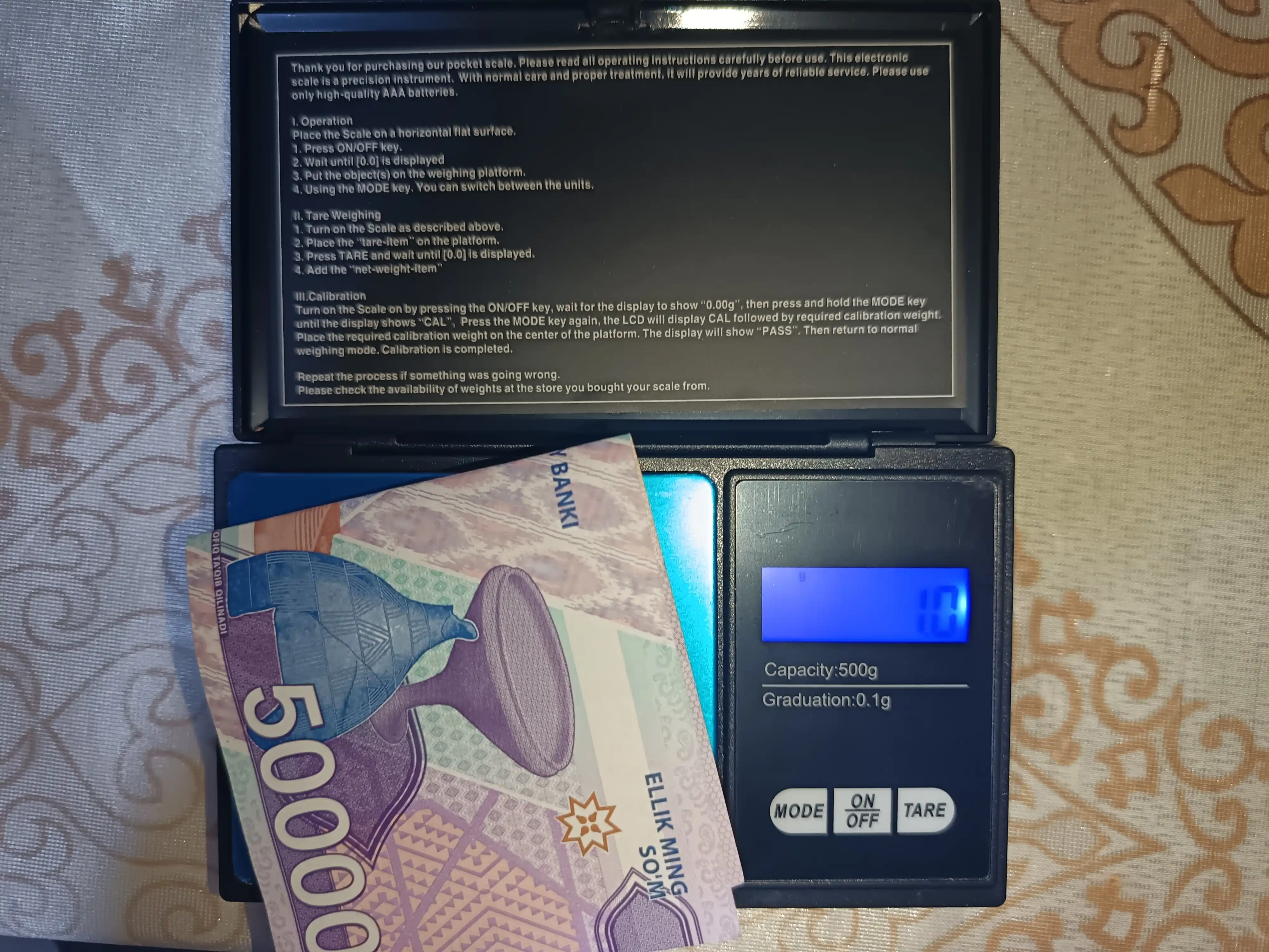 Tarozi, tarozi elektron pol tarozi, aniqligi 0,01 g gacha, yuklamasi 3000 g gacha