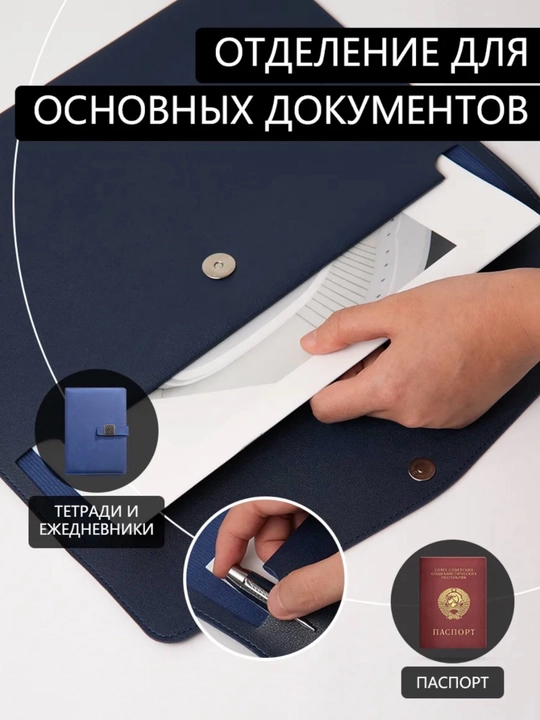 Папка из экокожи для тетрадей, книг, документов и ноутбука – формата A4