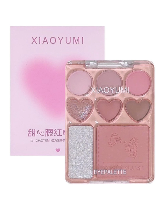 XIAOYUMI 8 rangli ko‘z soyasi va rumyana palitrasi va ten, rumyana va xaylayter