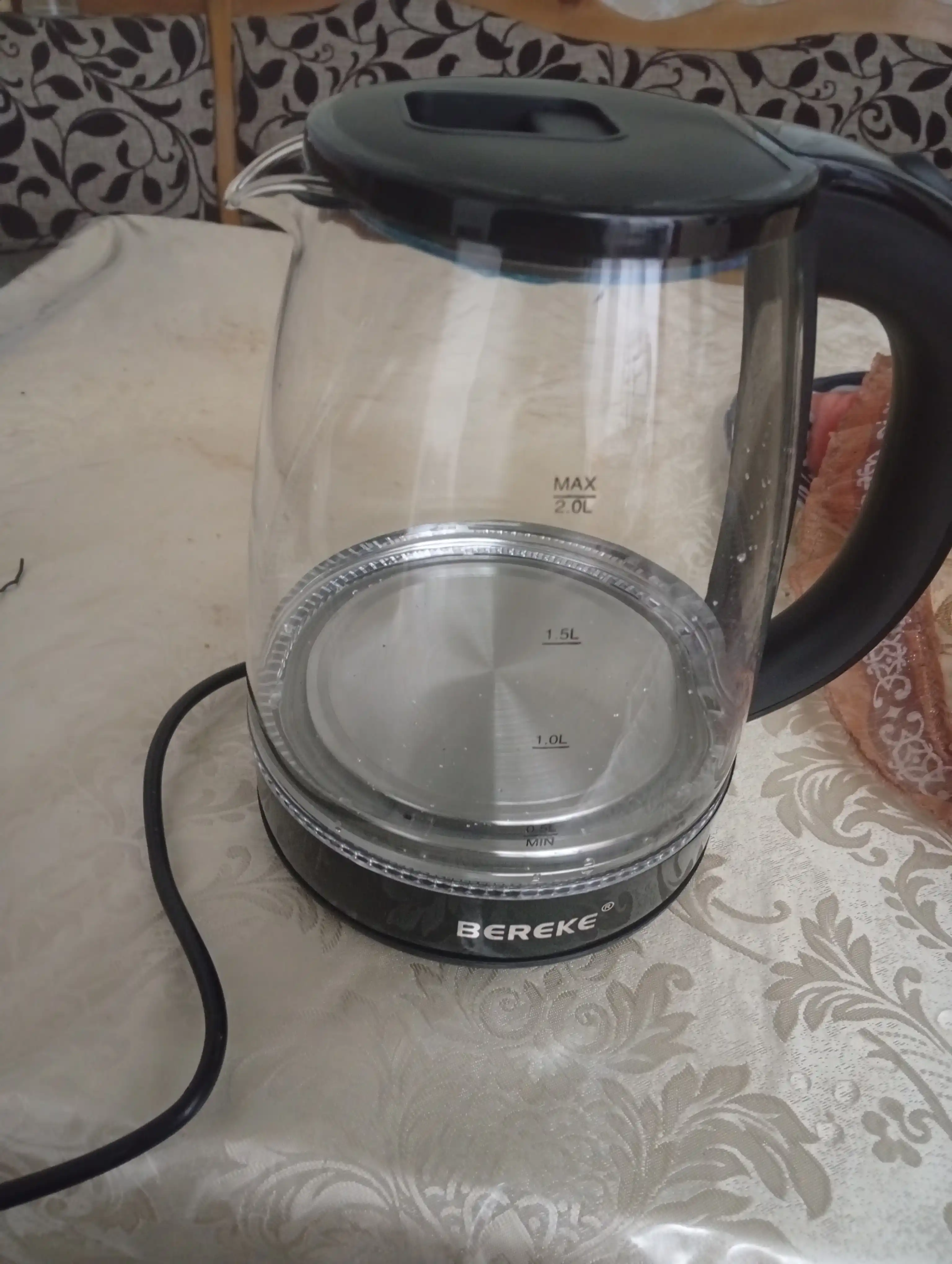 Электрический чайник, с подсветкой, из cтекла, Bereke