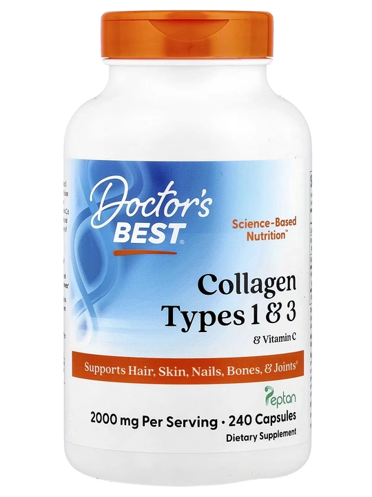 Коллаген типов 1 и 3 с витамином C, Doctor's Best, 240 капсул