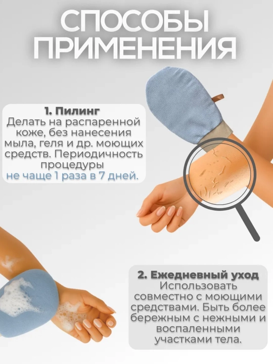 Мочалка скраб варежка Антицеллюлитная мочалка-скраб