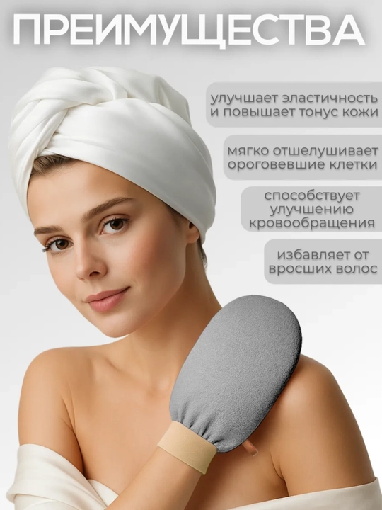 Мочалка скраб варежка Антицеллюлитная мочалка-скраб