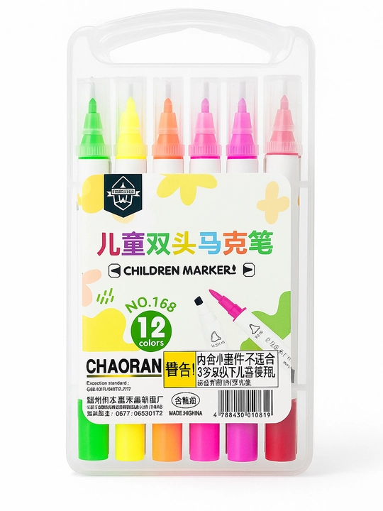 Ikki tomonlama flomasterlar CHAORAN 168-12, 12 rang - 