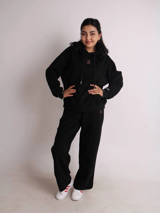 Спортивный костюм оверсайз с капюшоном без начеса - 