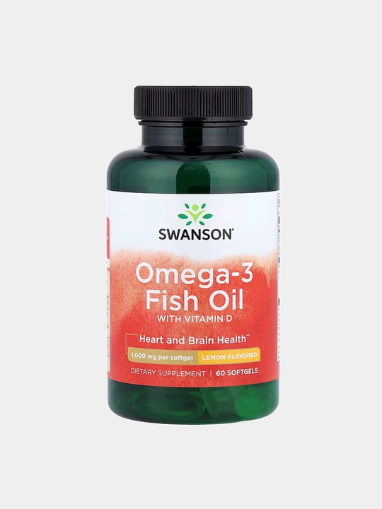 Swanson Омега-3 с Витамином Д3 1000 МЕ со вкусом лимона, 60 капсул