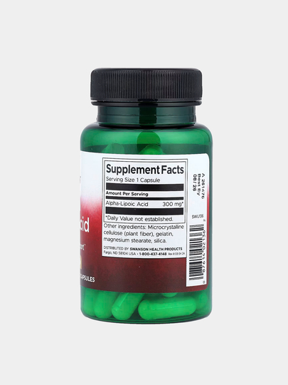 Swanson Alfa lipoik kislotasi, 300 mg, kapsulalarda