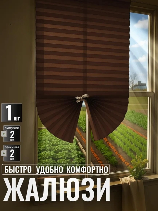 Жалюзи самоклеящиеся плиссе, шторы блэкаут на окна, шторы самоклеющаяся