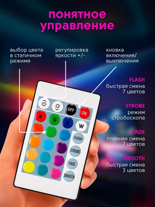 RGB LED yoritgichli lenta ko'p rangli
